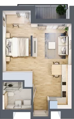 1 pokój, mieszkanie 37,28 m², piętro 1, oferta nr A/17, Apartamenty Grzybowska 11, Warszawa, Śródmieście, Śródmieście Północne, ul. Grzybowska 11