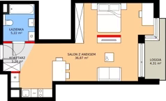 1 pokój, mieszkanie 45,35 m², piętro 3, oferta nr A/57, Apartamenty Grzybowska 11, Warszawa, Śródmieście, Śródmieście Północne, ul. Grzybowska 11