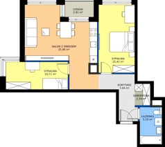 3 pokoje, mieszkanie 66,44 m², piętro 5, oferta nr A/111, Apartamenty Grzybowska 11, Warszawa, Śródmieście, Śródmieście Północne, ul. Grzybowska 11