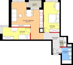 3 pokoje, mieszkanie 66,00 m², piętro 1, oferta nr A/19, Apartamenty Grzybowska 11, Warszawa, Śródmieście, Śródmieście Północne, ul. Grzybowska 11