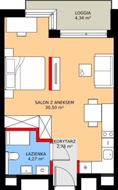 1 pokój, mieszkanie 37,55 m², piętro 7, oferta nr A/155, Apartamenty Grzybowska 11, Warszawa, Śródmieście, Śródmieście Północne, ul. Grzybowska 11
