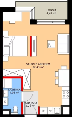 1 pokój, mieszkanie 38,75 m², piętro 1, oferta nr A/18, Apartamenty Grzybowska 11, Warszawa, Śródmieście, Śródmieście Północne, ul. Grzybowska 11