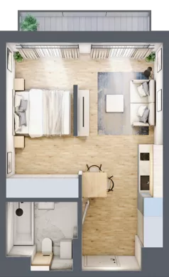 1 pokój, mieszkanie 33,11 m², piętro 3, oferta nr A/47, Apartamenty Grzybowska 11, Warszawa, Śródmieście, Śródmieście Północne, ul. Grzybowska 11