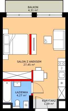 1 pokój, mieszkanie 33,11 m², piętro 1, oferta nr A/1, Apartamenty Grzybowska 11, Warszawa, Śródmieście, Śródmieście Północne, ul. Grzybowska 11