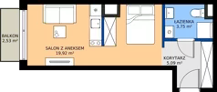 1 pokój, mieszkanie 28,75 m², piętro 7, oferta nr A/140, Apartamenty Grzybowska 11, Warszawa, Śródmieście, Śródmieście Północne, ul. Grzybowska 11