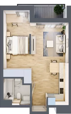 1 pokój, mieszkanie 36,86 m², piętro 2, oferta nr A/38, Apartamenty Grzybowska 11, Warszawa, Śródmieście, Śródmieście Północne, ul. Grzybowska 11