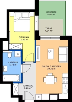 2 pokoje, mieszkanie 42,48 m², parter, oferta nr B/33, Bokserska 71 etap 2.2, Warszawa, Ursynów, Wyczółki, ul. Bokserska 71