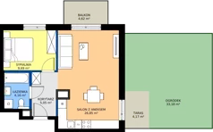 2 pokoje, mieszkanie 45,75 m², parter, oferta nr B/66, Bokserska 71 etap 2.2, Warszawa, Ursynów, Wyczółki, ul. Bokserska 71