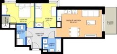 3 pokoje, mieszkanie 58,66 m², piętro 3, oferta nr C/45, Bokserska 71 etap 2.2, Warszawa, Ursynów, Wyczółki, ul. Bokserska 71