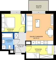 3 pokoje, mieszkanie 45,39 m², piętro 3, oferta nr C/78, Bokserska 71 etap 2.2, Warszawa, Ursynów, Wyczółki, ul. Bokserska 71