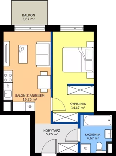 2 pokoje, mieszkanie 41,04 m², piętro 2, oferta nr C/41, Bokserska 71 etap 2.2, Warszawa, Ursynów, Wyczółki, ul. Bokserska 71
