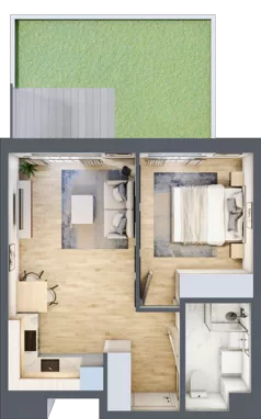 2 pokoje, mieszkanie 38,75 m², parter, oferta nr B/44, Metro Zachód 8 bud. B i D, Warszawa, Bemowo, Chrzanów, ul. Szeligowska