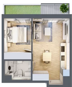 2 pokoje, mieszkanie 32,53 m², parter, oferta nr D/2, Metro Zachód 8 bud. B i D, Warszawa, Bemowo, Chrzanów, ul. Szeligowska