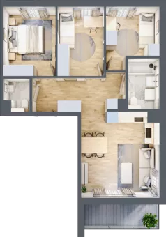 4 pokoje, mieszkanie 65,22 m², piętro 1, oferta nr A/45, Osiedle Wilno 8, Warszawa, Targówek, Elsnerów, ul. Bukowiecka
