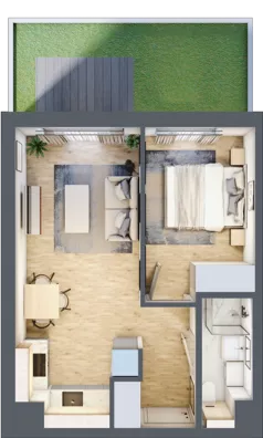 2 pokoje, mieszkanie 32,68 m², piętro 3, oferta nr A/53, Osiedle Wilno 8, Warszawa, Targówek, Elsnerów, ul. Bukowiecka