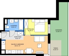 2 pokoje, mieszkanie 37,44 m², parter, oferta nr A/4, Osiedle Urbino 4, Warszawa, Włochy, Raków, ul. Szybka