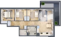4 pokoje, mieszkanie 74,47 m², piętro 2, oferta nr A/16, Osiedle Urbino 4, Warszawa, Włochy, Raków, ul. Szybka