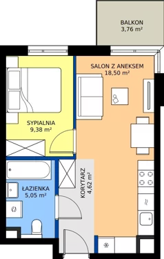 2 pokoje, mieszkanie 37,55 m², piętro 5, oferta nr A/33, Osiedle Urbino 4, Warszawa, Włochy, Raków, ul. Szybka