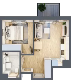2 pokoje, mieszkanie 36,49 m², piętro 5, oferta nr B/34, Osiedle Urbino 4, Warszawa, Włochy, Raków, ul. Szybka