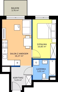 2 pokoje, mieszkanie 37,37 m², piętro 3, oferta nr B/50, Osiedle Urbino 4, Warszawa, Włochy, Raków, ul. Szybka