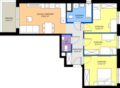 4 pokoje, mieszkanie 69,72 m², piętro 4, oferta nr B/53, Osiedle Urbino 4, Warszawa, Włochy, Raków, ul. Szybka
