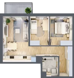 3 pokoje, mieszkanie 55,46 m², piętro 1, oferta nr B/9, Osiedle Urbino 4, Warszawa, Włochy, Raków, ul. Szybka
