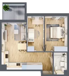 3 pokoje, mieszkanie 57,20 m², piętro 1, oferta nr B/43, Osiedle Urbino 4, Warszawa, Włochy, Raków, ul. Szybka