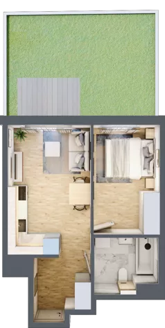 2 pokoje, mieszkanie 37,37 m², piętro 1, oferta nr B/42, Osiedle Urbino 4, Warszawa, Włochy, Raków, ul. Szybka