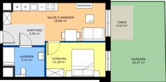 2 pokoje, mieszkanie 39,83 m², parter, oferta nr B/2, Osiedle Urbino 4, Warszawa, Włochy, Raków, ul. Szybka