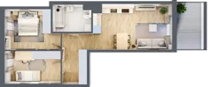 3 pokoje, mieszkanie 55,64 m², piętro 2, oferta nr B/48, Osiedle Urbino 4, Warszawa, Włochy, Raków, ul. Szybka