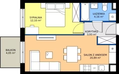 2 pokoje, mieszkanie 41,08 m², piętro 1, oferta nr E/72, Rapsodia 3, Wrocław, Karłowice-Różanka, Różanka, ul. Wołowska