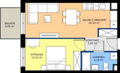 2 pokoje, mieszkanie 40,35 m², piętro 3, oferta nr E/20, Rapsodia 3, Wrocław, Karłowice-Różanka, Różanka, ul. Wołowska