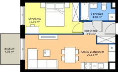 2 pokoje, mieszkanie 40,35 m², piętro 1, oferta nr E/50, Rapsodia 3, Wrocław, Karłowice-Różanka, Różanka, ul. Wołowska