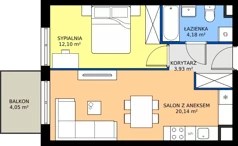 2 pokoje, mieszkanie 40,35 m², piętro 4, oferta nr E/126, Rapsodia 3, Wrocław, Karłowice-Różanka, Różanka, ul. Wołowska