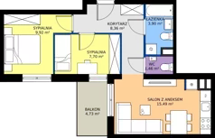 3 pokoje, mieszkanie 46,83 m², piętro 2, oferta nr E/11, Rapsodia 3, Wrocław, Karłowice-Różanka, Różanka, ul. Wołowska