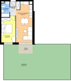 2 pokoje, mieszkanie 41,08 m², parter, oferta nr E/65, Rapsodia 3, Wrocław, Karłowice-Różanka, Różanka, ul. Wołowska