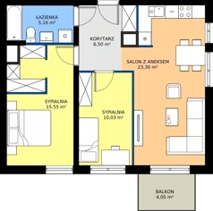 3 pokoje, mieszkanie 60,54 m², piętro 5, oferta nr E/37, Rapsodia 3, Wrocław, Karłowice-Różanka, Różanka, ul. Wołowska