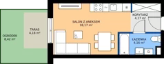1 pokój, mieszkanie 26,50 m², parter, oferta nr E/68, Rapsodia 3, Wrocław, Karłowice-Różanka, Różanka, ul. Wołowska
