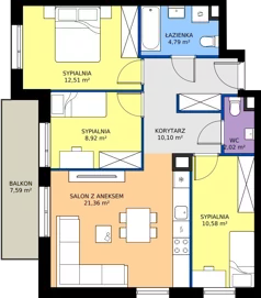 4 pokoje, mieszkanie 70,28 m², piętro 2, oferta nr B1/24, Osiedle Arkadia 2, Wrocław, Polanowice-Poświętne-Ligota, Poświętne, ul. Ramiszowska