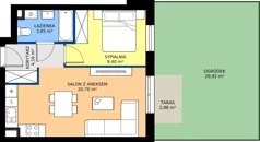 2 pokoje, mieszkanie 33,92 m², piętro 1, oferta nr B1/62, Osiedle Arkadia 2, Wrocław, Polanowice-Poświętne-Ligota, Poświętne, ul. Ramiszowska