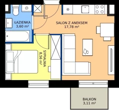 2 pokoje, mieszkanie 29,94 m², piętro 3, oferta nr B1/46, Osiedle Arkadia 2, Wrocław, Polanowice-Poświętne-Ligota, Poświętne, ul. Ramiszowska