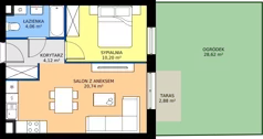 2 pokoje, mieszkanie 33,92 m², piętro 2, oferta nr B1/74, Osiedle Arkadia 2, Wrocław, Polanowice-Poświętne-Ligota, Poświętne, ul. Ramiszowska