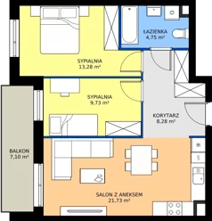 3 pokoje, mieszkanie 57,77 m², piętro 2, oferta nr B1/25, Osiedle Arkadia 2, Wrocław, Polanowice-Poświętne-Ligota, Poświętne, ul. Ramiszowska