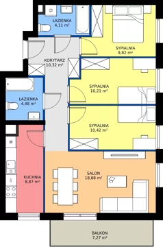 4 pokoje, mieszkanie 77,11 m², piętro 3, oferta nr B1/93, Osiedle Arkadia 2, Wrocław, Polanowice-Poświętne-Ligota, Poświętne, ul. Ramiszowska