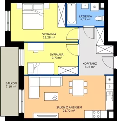 3 pokoje, mieszkanie 57,76 m², piętro 3, oferta nr B1/39, Osiedle Arkadia 2, Wrocław, Polanowice-Poświętne-Ligota, Poświętne, ul. Ramiszowska