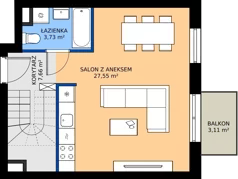 1 pokój, mieszkanie 68,55 m², piętro 3, oferta nr B1/89, Osiedle Arkadia 2, Wrocław, Polanowice-Poświętne-Ligota, Poświętne, ul. Ramiszowska