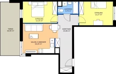 3 pokoje, apartament 59,52 m², piętro 2, oferta nr H/52, Apartamenty Park Matecznego etap 2.2, Kraków, Podgórze, Mateczny, ul. Orawska