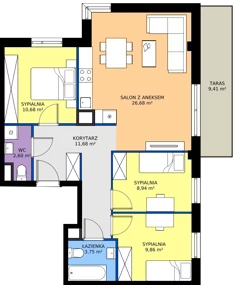 4 pokoje, apartament 74,19 m², piętro 2, oferta nr H/24, Apartamenty Park Matecznego etap 2.2, Kraków, Podgórze, Mateczny, ul. Orawska