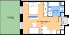 1 pokój, mieszkanie 29,87 m², parter, oferta nr H/3, Apartamenty Park Matecznego etap 2.2, Kraków, Podgórze, Mateczny, ul. Orawska