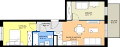 3 pokoje, mieszkanie 49,98 m², piętro 2, oferta nr H/22, Apartamenty Park Matecznego etap 2.2, Kraków, Podgórze, Mateczny, ul. Orawska